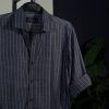 Dark ash color stripe full sleeve shirt.