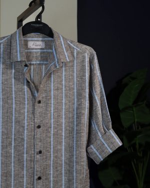 Walnut Blue Striped Casual Shirt.