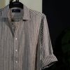 Coffee Brown Vertical Striped Casual.