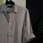 Coffee Brown Vertical Striped Casual.