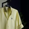 Yellow solid full sleeve shirt.