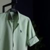 Light green Ramie Cotton Shirt.