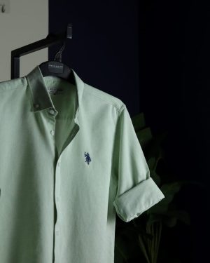 Light green Ramie Cotton Shirt.