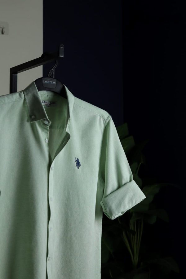 Light green Ramie Cotton Shirt.