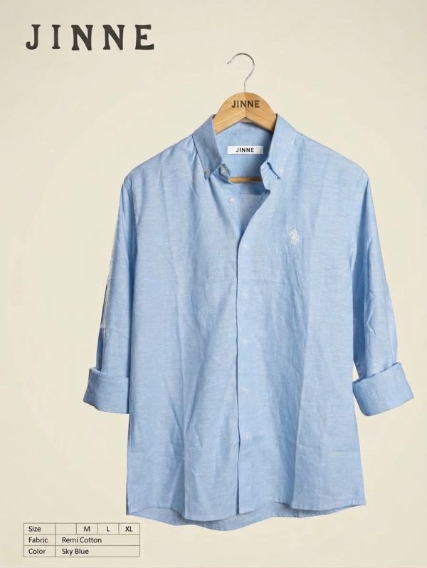 Remi cotton sky blue shirt.